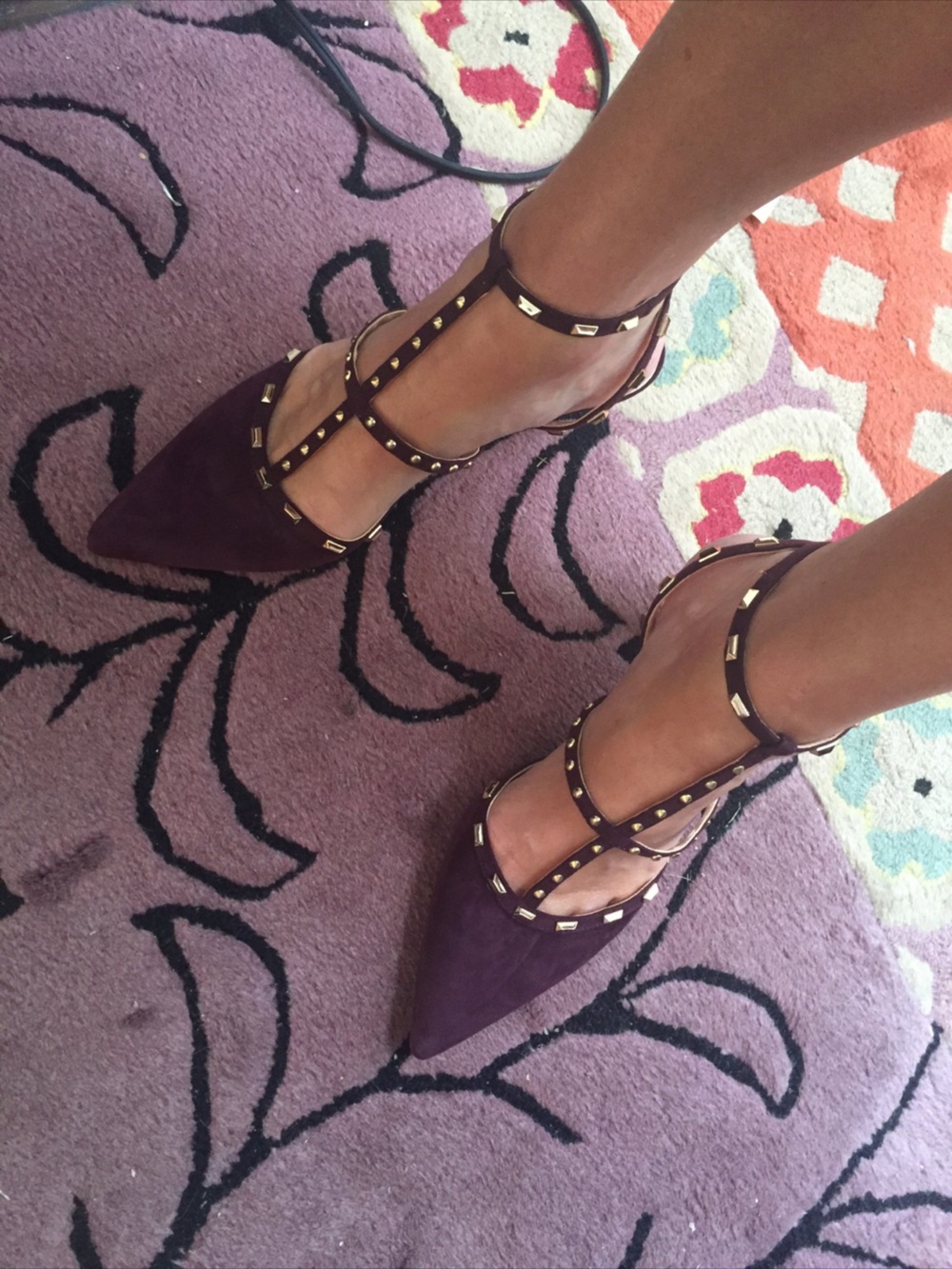 INC DARK PLUM STUDDED HEELS